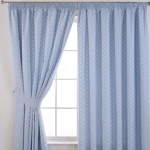 Dotty Self Blackout Pencil Pleat Curtains Size 168cm W x137cm H