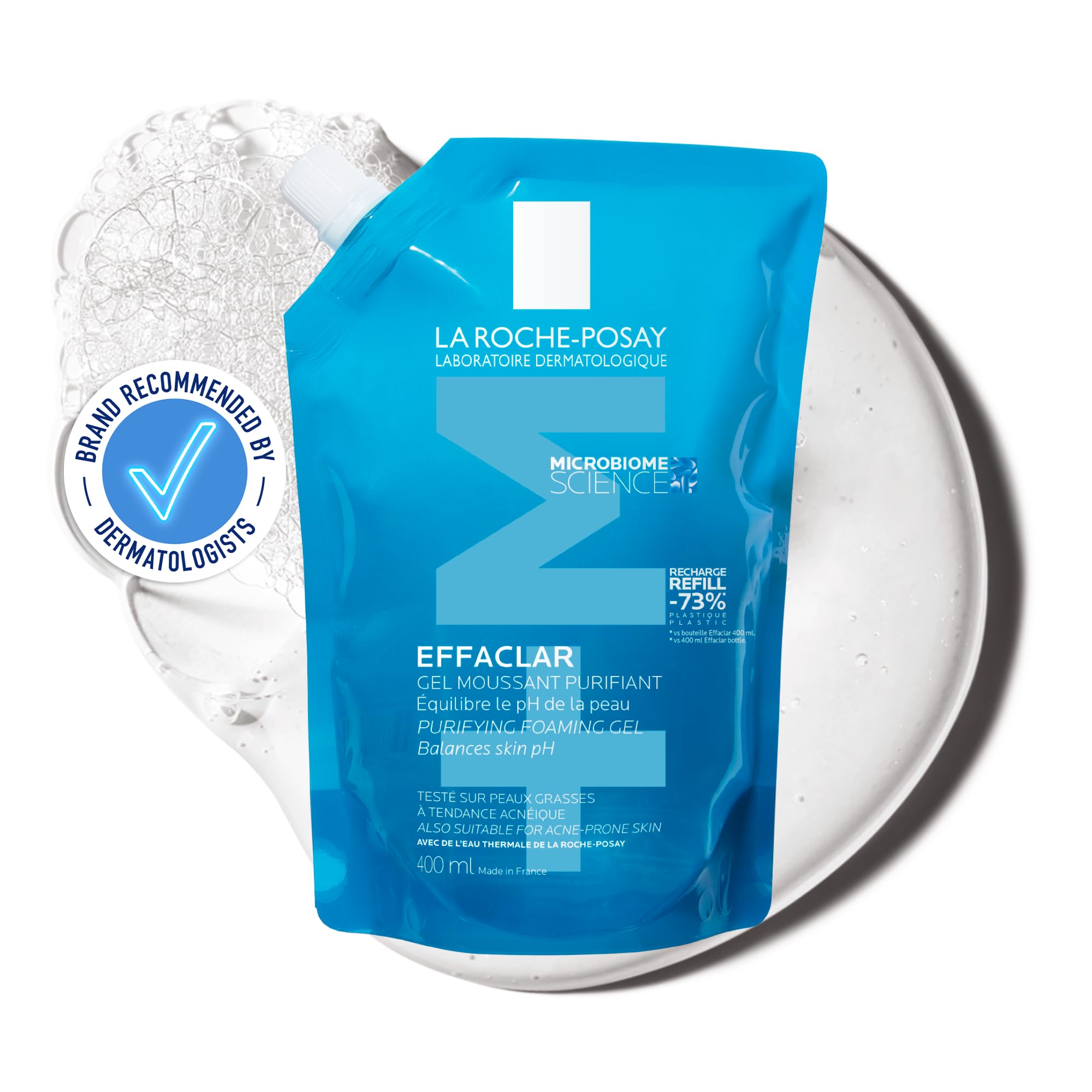 La Roche-Posay Effaclar Purifying Foaming Gel Cleanser: Anti-Breakout Facial Cleanser 400ml Refill Pouch