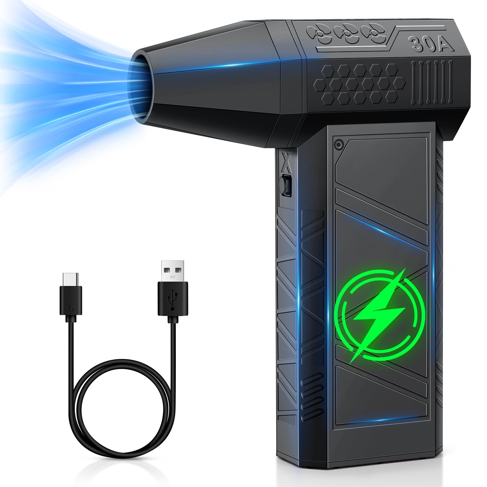 Compressed Air Duster 130000RPM Jet Turbo Fan Air Blower Cordless Rechargeable High-Speed Electric Duster Blower for PC Cleaning Laptop Keyboard Car and Home Cleaning