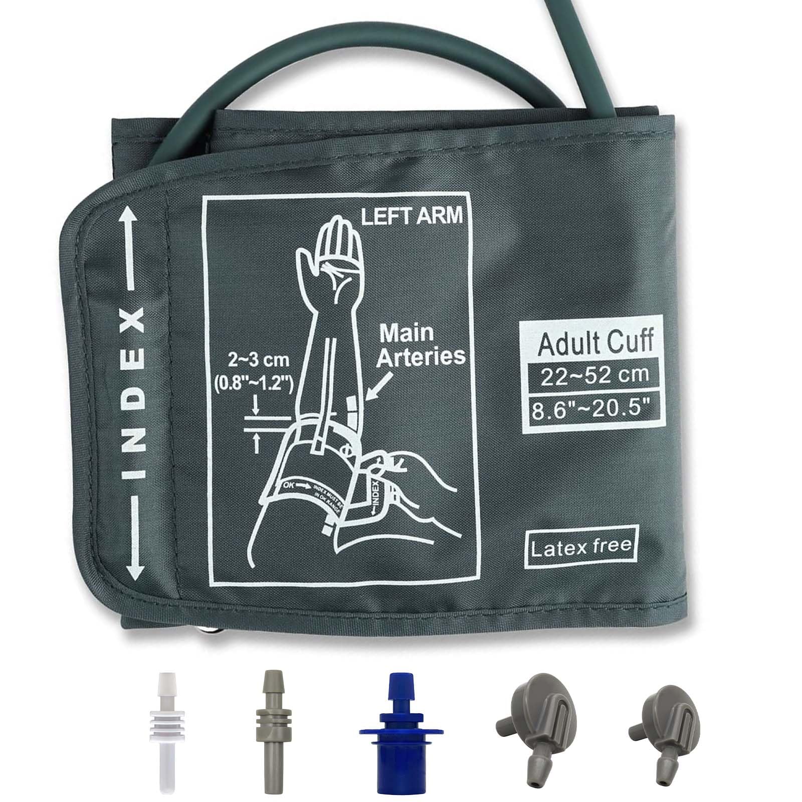 Blood Pressure Cuff,Extra Large Blood Pressure Cuff Includes 5 Universal Interface, Adjustable 22-52CM XL Blood Pressure Cuff for Big Arms Compatible with BP Monitors(Dark Gray)