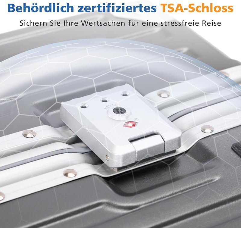 Valigia taglia M L XL XXL valigia da viaggio leggera rigida Luggage Suitcase con ruote TSA serratura e telaio in alluminio bagagli a mano argento grigio, grigio scuro, M-20 Zoll
