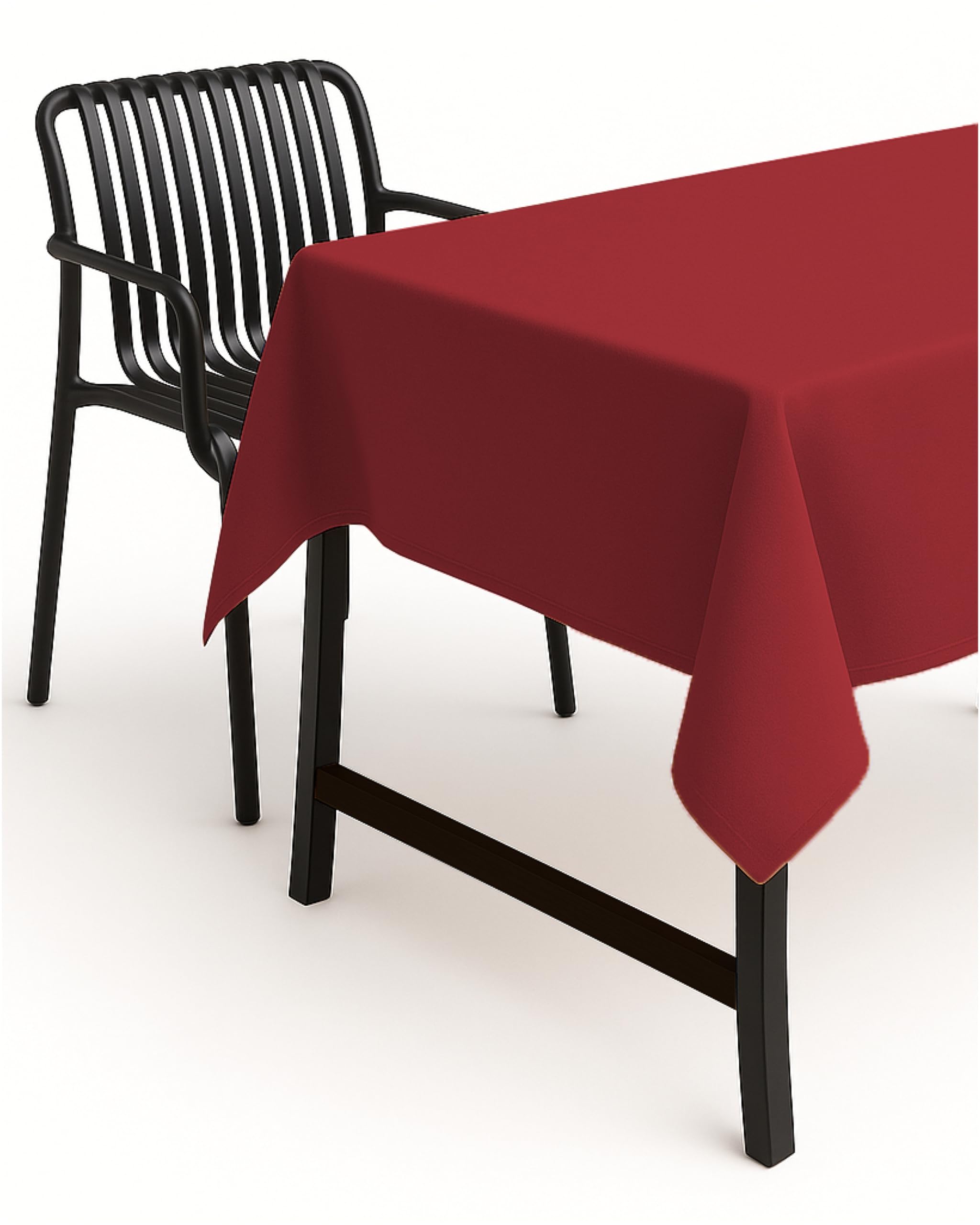 First-Tex Garden Tablecloth Lotus Effect Linen Look 110 x 140 Square Red Bordeaux Straight Hem