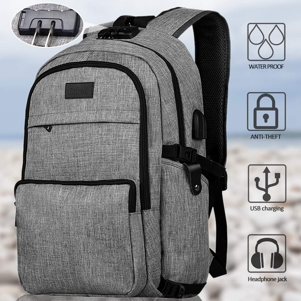 Laptop Backpack Business Waterproof Travel Slim Anti Theft Backpack with USB Charging Port and Headphone Interface School Bookbag Daypack for College Student Women Man Fit Under 17 Inch Laptop