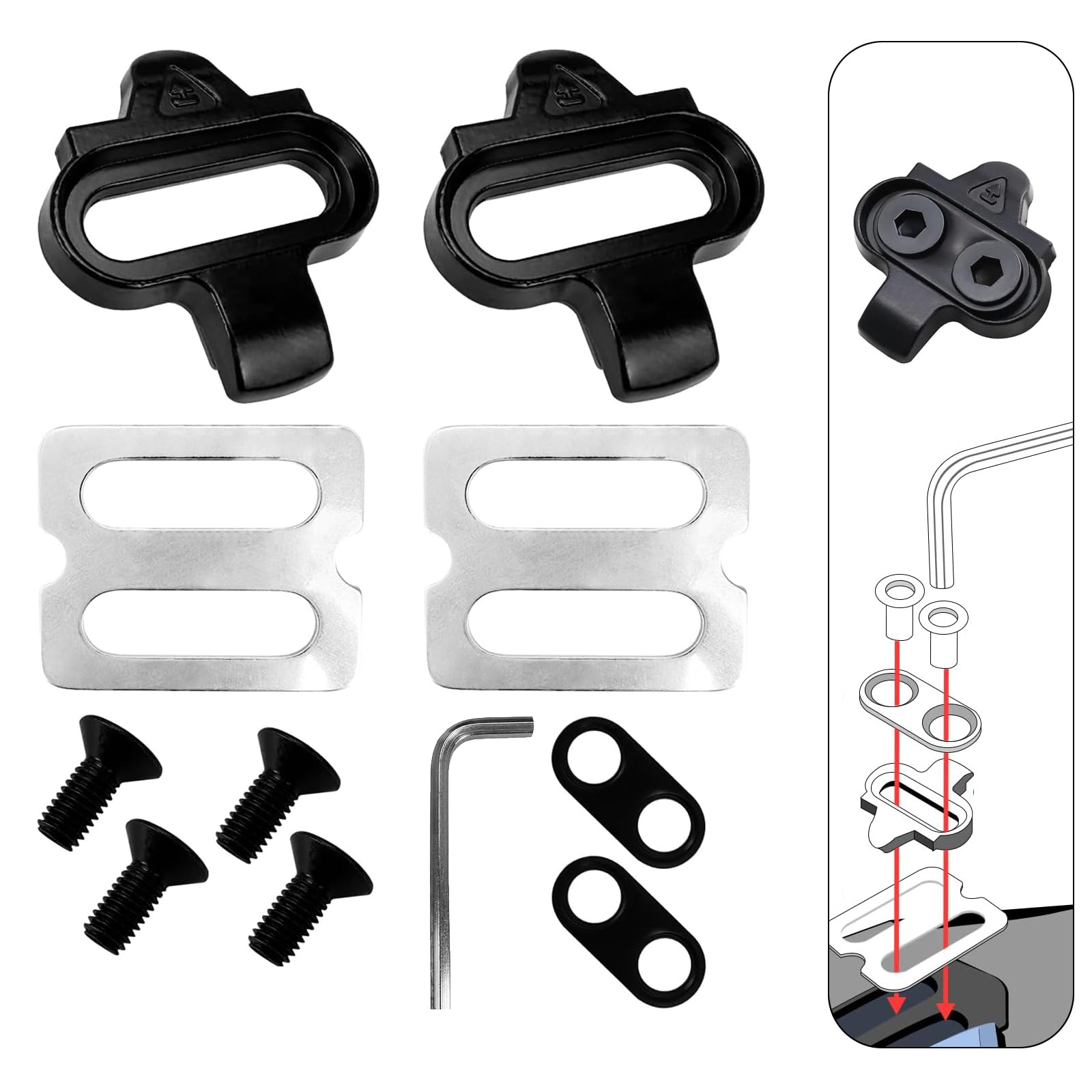 Bike Cleats Pedal SPD Self-Locking Pedal SPD Clipless Pedals Cleat Bike Cleats Compatible Mountain Bike Parts for Men Women Mountain Bike Shoes(SH51)