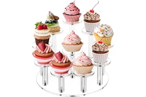 Jusalpha Acrylic Display Stand, 10 Tier Round, Clear Organizer for Jewelry, Funko POP Figures, Perfume, Cupcake, Countertop Decoration (10 Tier)