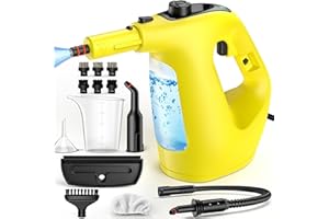 LyriFine Handheld Steam Cleaner for Home, 1400W Pressurized Steamer Cleaner &13 Accessories, 450ml Steam Cleaner Handheld, 10S Warm Up &Steam Lock, Hand Held Steamer for Cleaning Tile Grout Shower Car
