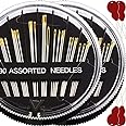 60 Pack, Premium Sewing Needles for Handsewing, Assorted Sizes, 6 Sizes Sewing Sharp Needles, 6 Pcs Big Eye Hand Sewing Needles, Sewing Needles Large Eye, Embroidery Needles for Hand Sewing