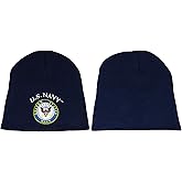 8" US Navy Emblem USN Seal Crest Navy Blue Embroidered Beanie Skull Cap
