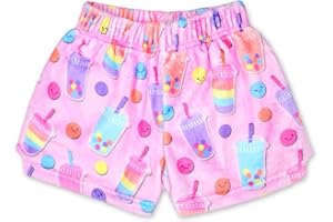 iscream Big Girls Silky Soft Bold Print Plush Fleece Shorts - Snack Shack Collection
