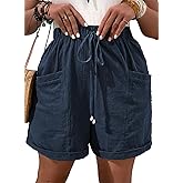 Eytino Womens Plus Size Shorts Casual Elastic Waist Drawstring Comfy Lightweight Summer Shorts with Pockets(1X-5X)