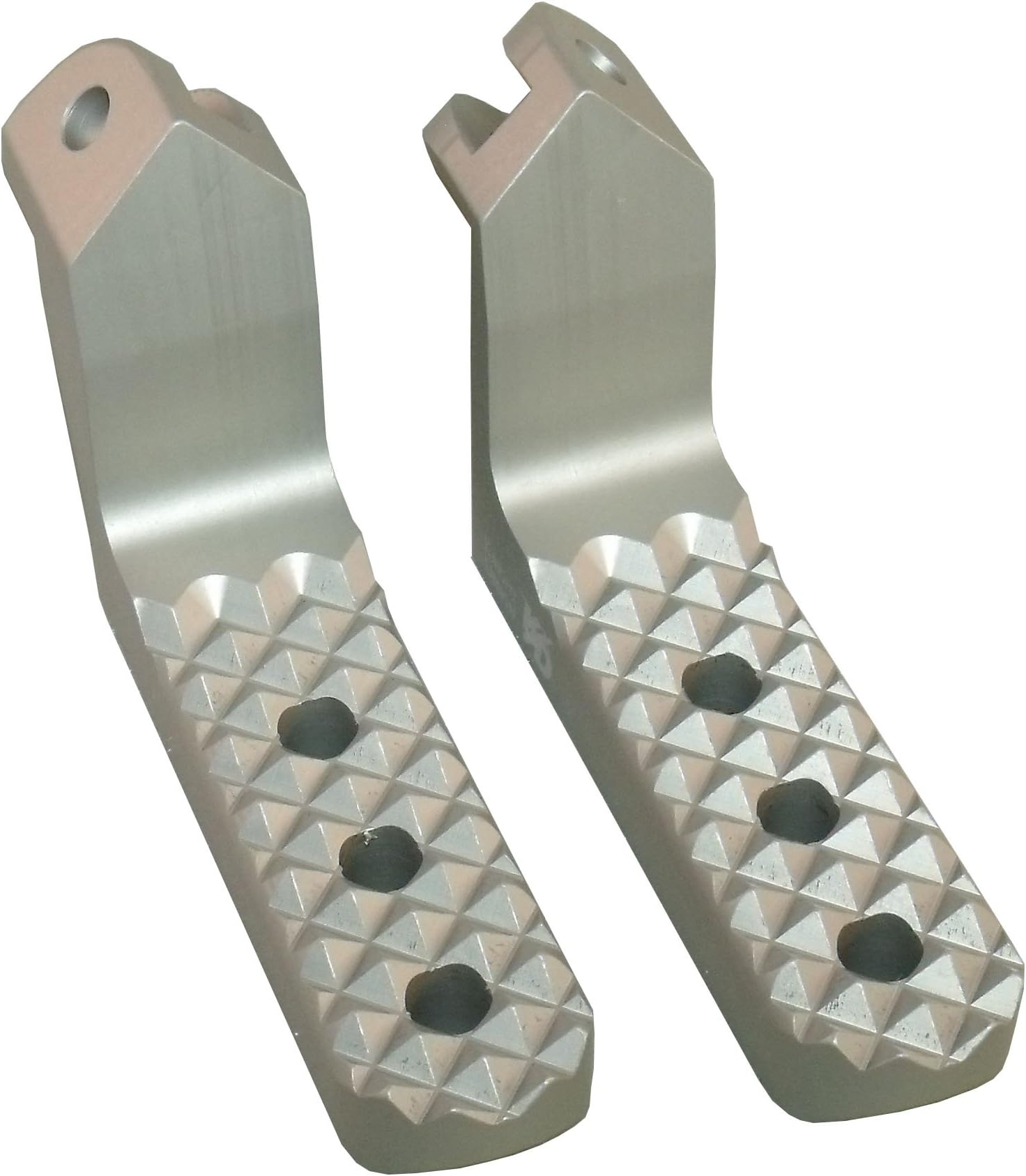 Knight Design Foot Peg Pair, Buell 1125R,1125CR, Lowered 2 inches from stock, Quadtrax tread, front, silver