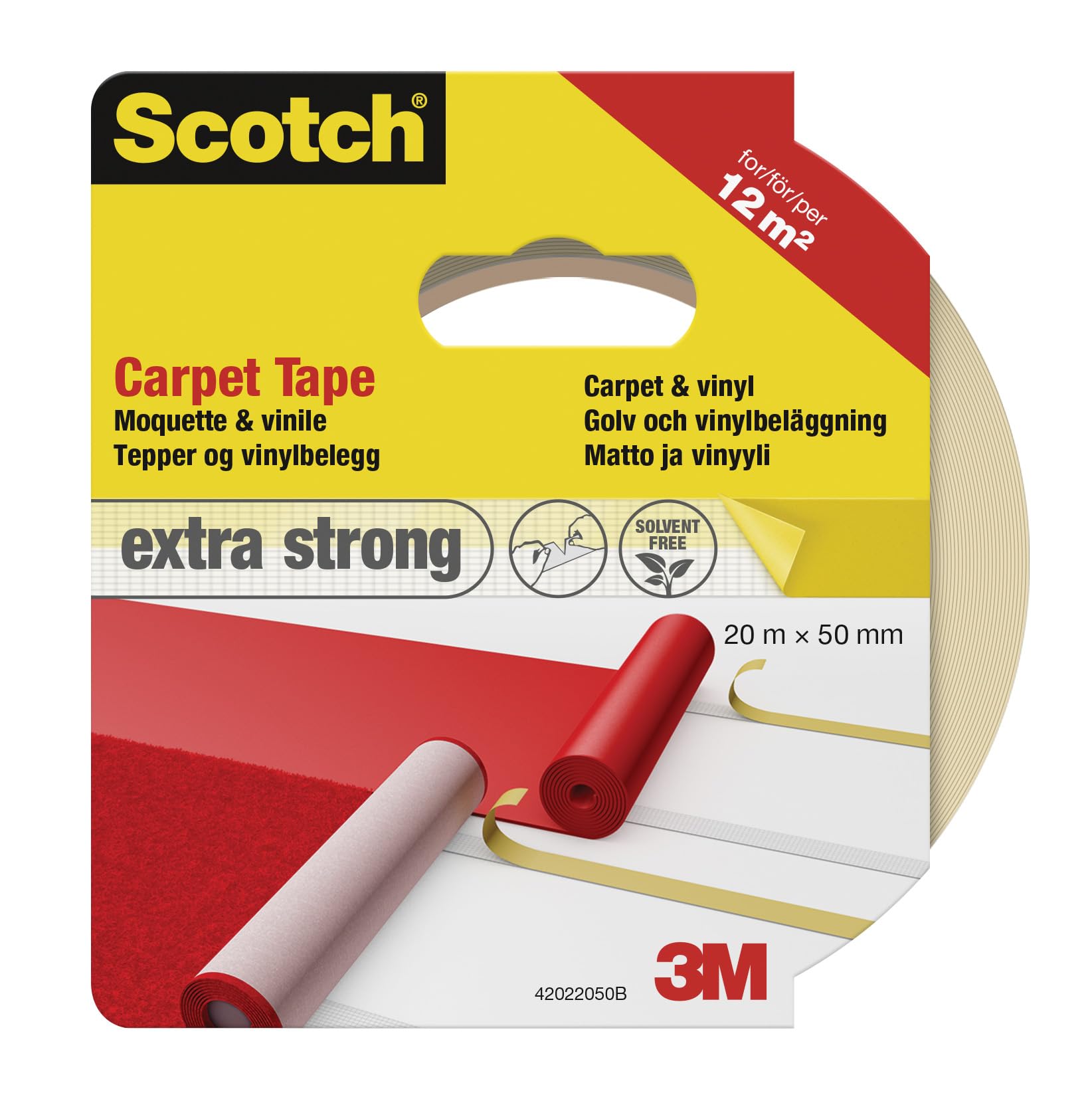 Scotch 42022050 Carpet Adhesive Tape, 50 mm X 20 M, White