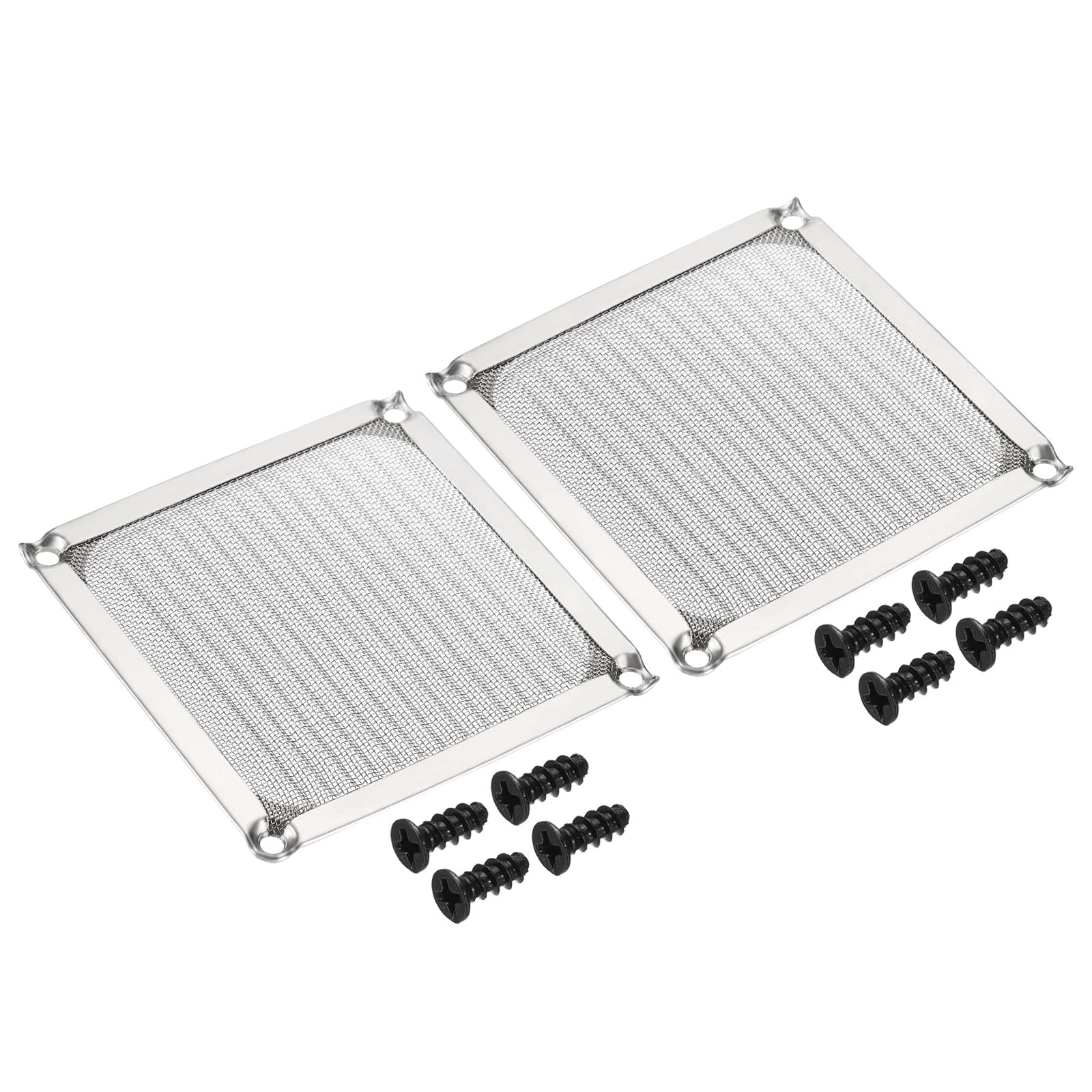 PATIKIL 90mm Fan Filter Grills with Screws, 2 Pack Aluminum Frame Stainless Steel Mesh Dustproof Cover for Computer Case, Silver