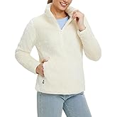baleaf Women's Quarter Zip Sherpa Fleece Pullover Lightweight Fuzzy Winter Warm Sweatshirt with Zipper Kangaroo Pocket