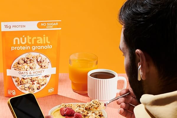 NUTRAIL 15G PROTEIN GRANOLA CEREAL, HONEY AND OATS, NO SUGAR ADDED, GLUTEN FREE, MADE WITH WHEY, 8 OZ. 1 COUNT