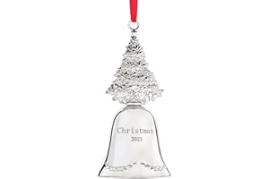 Klikel Silver Bell Christmas Ornament 2023 - 3rd Edition Tree Decoration - Engraved Holiday Bell