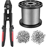 KALLSDY 328FT 1/16" Wire Rope Crimping Tool Kit for Hanging, Crafting | Includes 200pcs crimping sleeves and 50pcs ss thimbles, for deck Railing, Picture Haning wire, clothesline, trellis