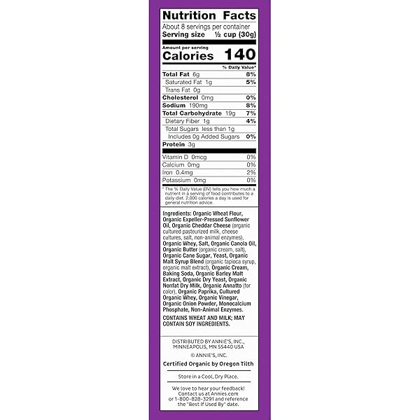 ANNIE’S HOMEGROWN ORGANIC CHEDDAR SNACK MIX, BUNNIES CHEDDAR, 9 OZ