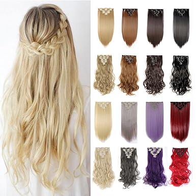 Sexybaby 2 5 Days Delivery Clip In Hair Extensions 30colors Synthetic Hairpiece Straight Wavy Curly Highlight 8pcs Black Brown Blonde Grey Purple Pink