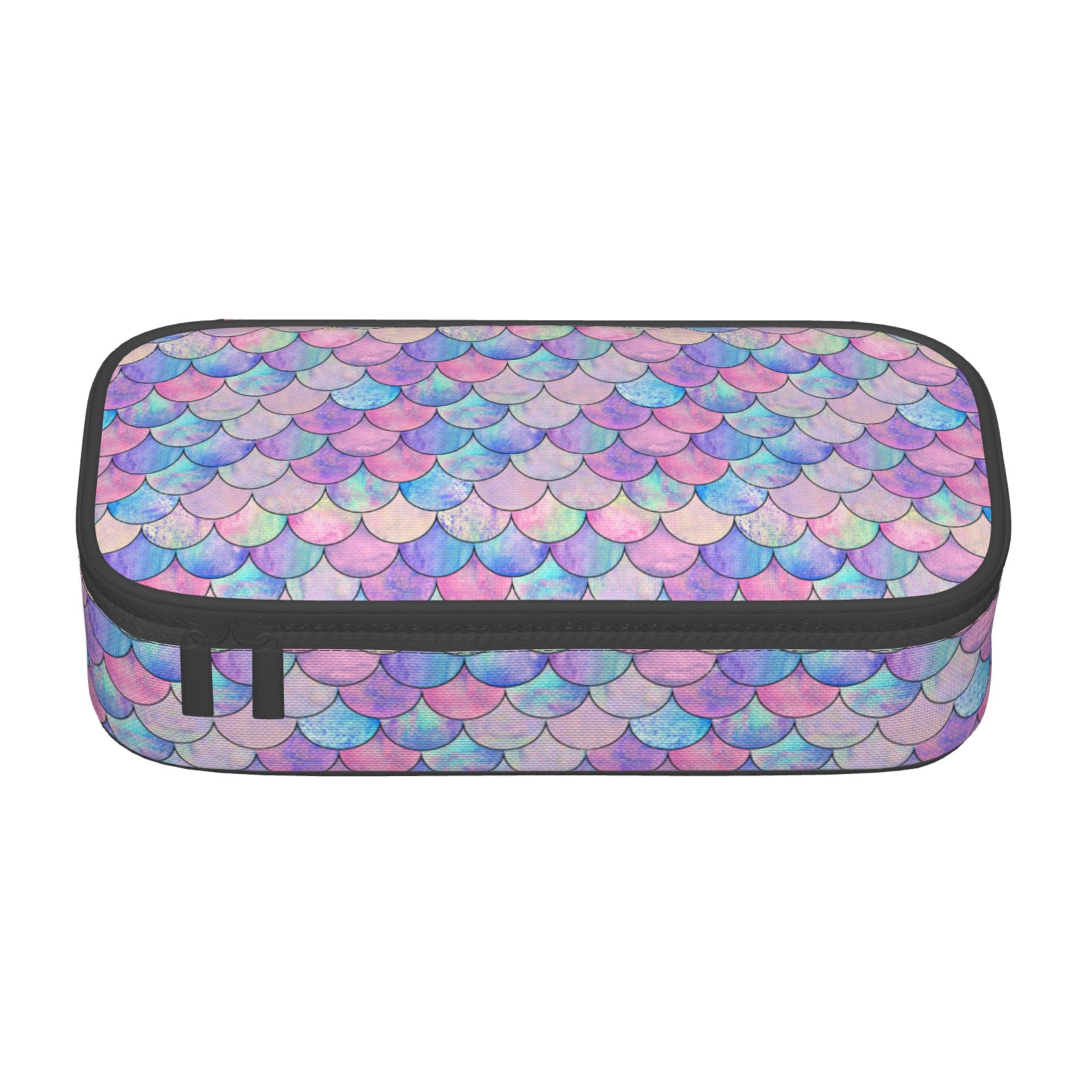Abaysto Mermaid Pencil Case for Girls and Kids Cute Pen Box Pouch Large Pencil Bag with Double Zipper, Portable Pencil Pouch for School Office Supplies