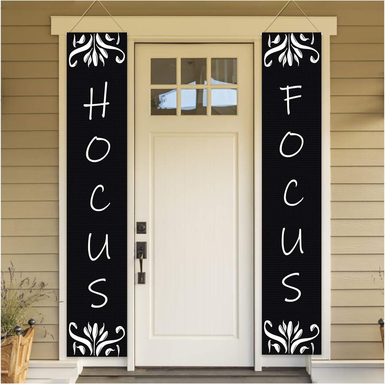 Hocus Focus Halloween Decoration Polyester Fabric Banner 2-Pc Set for Home or Office Decor Ready To Hang