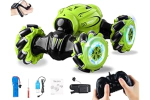 Sotodik RC Car 1:16 Stunt Remote Control Car Twisting Vehicle Drift Car 2.4GHz Gesture Sensor Watch Control Toy Cars Vehicle 360° Flips with Lights Music,Driving Toy for Boys and Kids(Green)