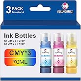 JoyPrinting Color Ink Refill Bottles Work for ET-2850 ET-3850 ET-4850 ET-2760 ET-3760 ET-4760 ET-3750 ET-4750 ET-3830 ET-1500