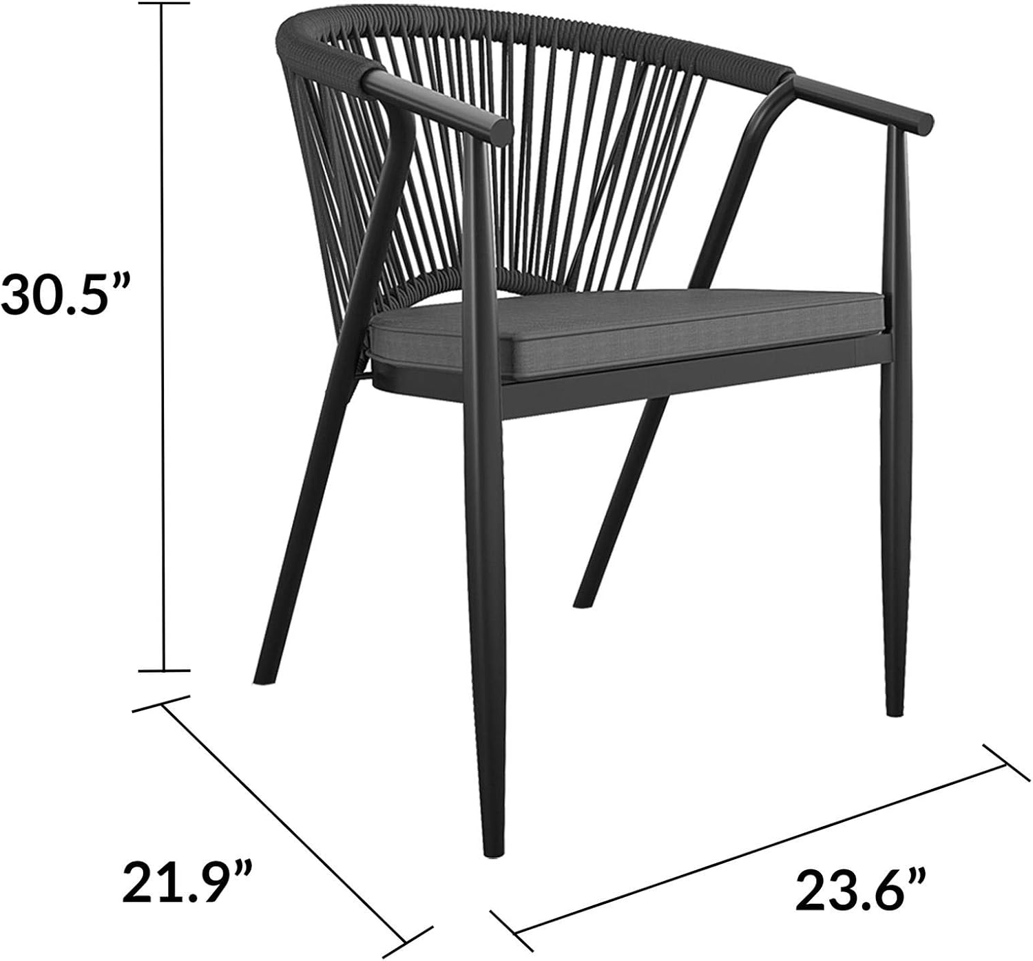 CosmoLiving by Cosmopolitan 88288BGYE, Circi Collection, Stacking Rope Weave, 4-Pack, Black and Charcoal Dining Chairs : Garden & Outdoor