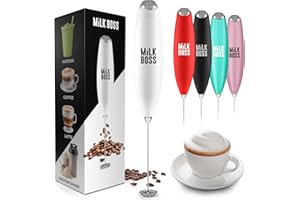Milk Boss Matcha Whisk - Handheld Electric Stirrer - Frother Wand & Drink Mixer - Electric Whisk for Tea & Green Tea - Durable Stainless Steel Blender - White Powerful Frother