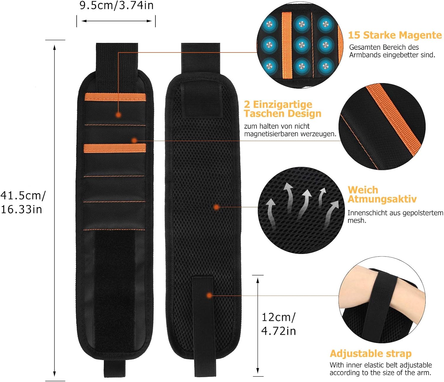 Gifts for Men Fathers Day Gifts,Gadgets for Men Magnetic Wristband Gifts DIY Tool Belt for Holding Screws Birthday Gifts Ideas for Men Presents for Men Women - Image 5