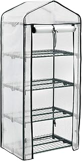 Sekey Premium Foliengewächshaus mit 4 Etagen - 69 x 49 x 158 cm - Treibhaus mit 4 Regalen - Platzsparend - Hochwertiges Anzuchthaus - Weiß und Grün