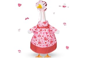 FuWeave Valentines Heart Goose Outfit Lawn Porch Goose Clothes 23 Inch Valentines Heart Outdoor Patio Yard Lawn Art Decoration