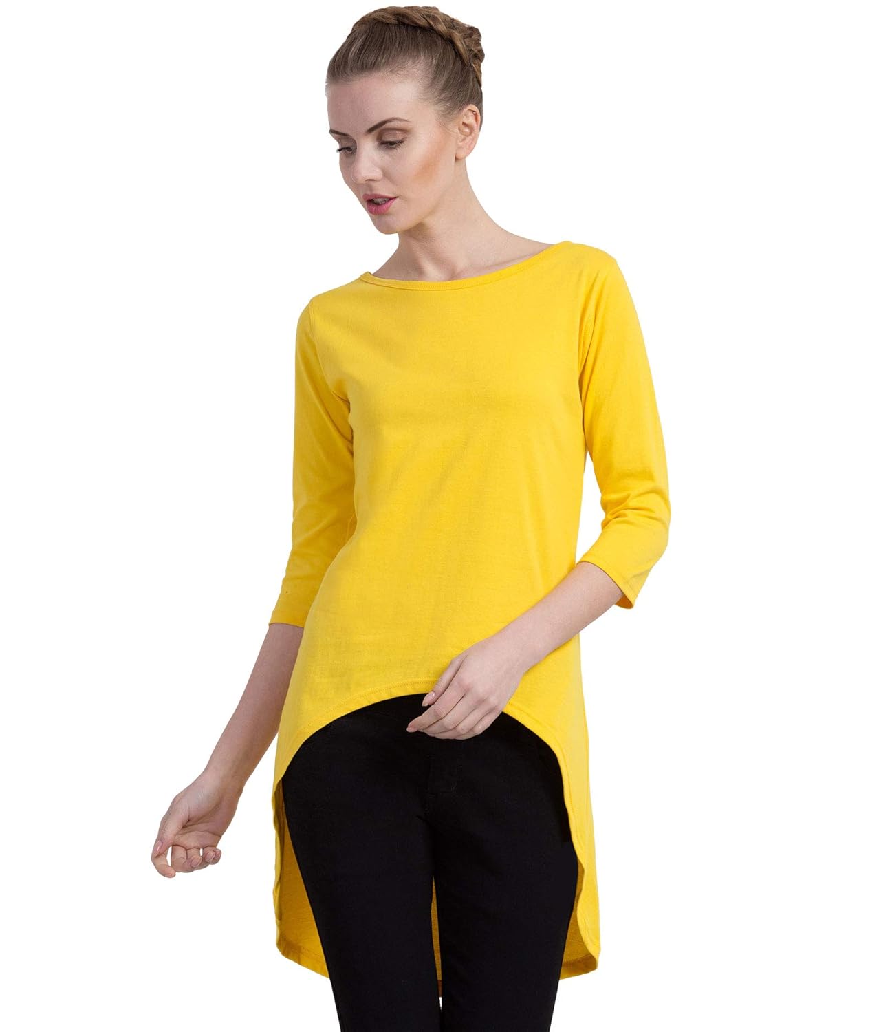 womens yellow tunic tops