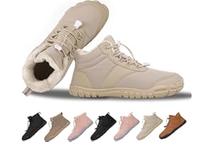 MOCHINI Hike Winter Footwear Barefoot Shoes Womens Mens,Snow Boots,Waterproof Wide Toe Box Barefoot Shoes,Warm Fur Lined Ankle Booties Hiking Trekking Trail Climbing Shoes Lace Up Anti-Slip Shoes