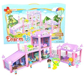 Zerone DIY Dollhouse Mini Simulation Balcony Pavilion Cottage for Doll House Accessory