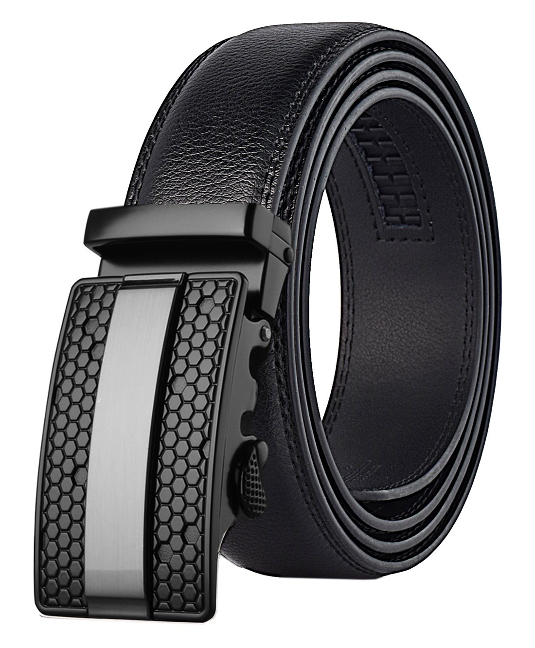 QISHI YUHUA Belt Men\'s Leather Ratchet Belt (Suitable for 20\