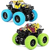 M SANMERSEN Car Toys for Boys 3-5 Years Old - Monster Toys Truck 2 Pack 360° Rotating Stunt Cars - Toddler Car Toys for Boy