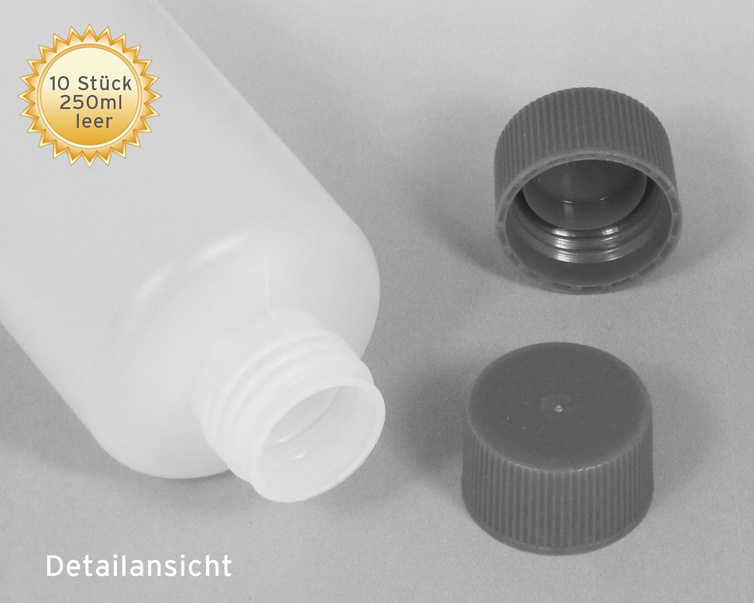Octopus 10 x 250 ml Plastic Bottles Empty Plastic Bottles HDPE with Yellow Screw Caps Chemical Resistant Empty Bottles - Image 3