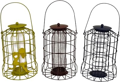Selections Squirrel Proof Hanging Wild Bird Feeders Nut Seed Fat Ball Cage Pack