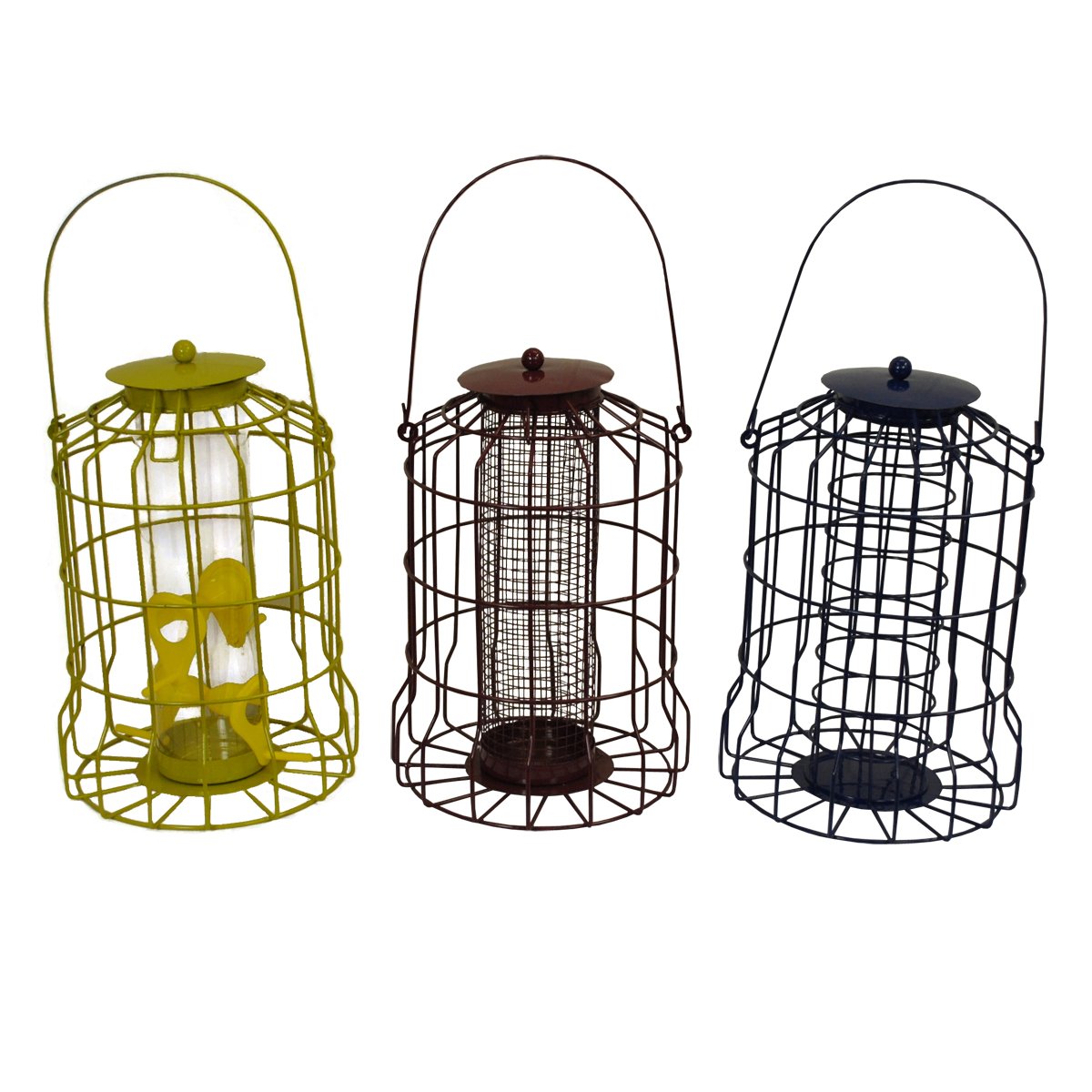 Selections Squirrel Proof Hanging Wild Bird Feeders - Nut, Seed & Fat Ball Bird Feeder Cage - Pack of 3