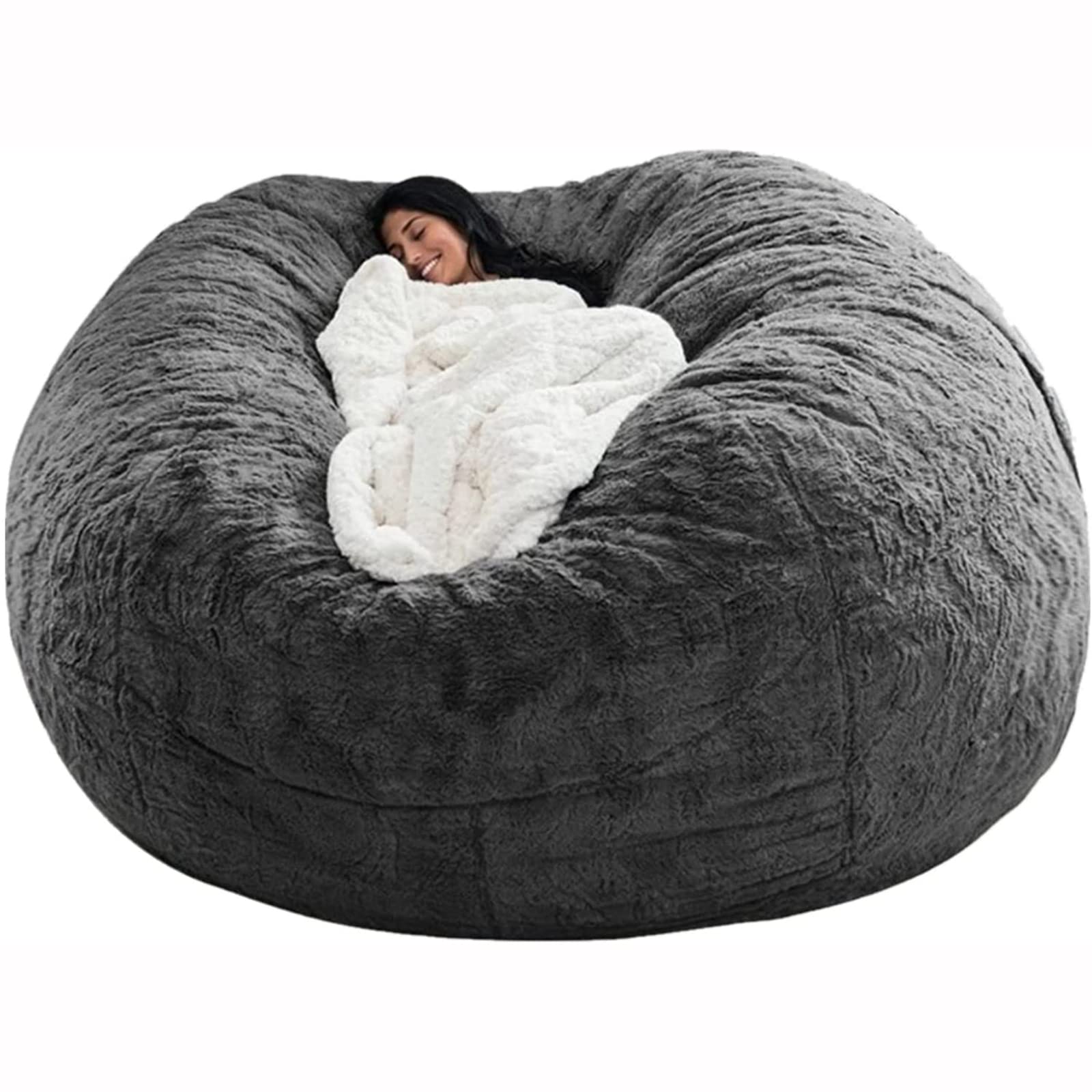 Topchances Multifunctional Bean Bag Chair Cover, Large Adult Children’s Living Room Furniture, Soft And Comfortable Bean Bag Cover, Can Relax And Sleep Easy To Clean (no Filling) (Dark Grey, 6FT)