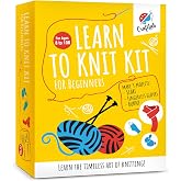 CraftLab Knitting Kit - Beginner Knitting Supplies with Wool Yarn, Needles, Instructions, DIY Gift