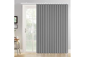 CURTAINSART Room Divider Curtains with Flexible Curtain Track Set, Blackout Privacy Curtains Bendable Track Wall Mounted for Living Room Bedroom Separation, 1 Panel Gray Drape and White Rail, W108 x L108in