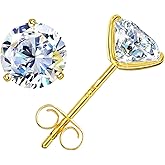 Leejory Moissanite Earrings for Men Women, 0.6ct-4ct D Color VVS1 Clarity Round Cut Moissanite Stud Earrings White Gold 925 Sterling Silver Stud Earring Gifts Birthday Anniversary Valentine's Day