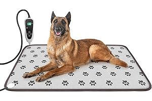 GOLOPET Extra Large Dog Heating Pad 47x30 in Waterproof Pet Heating Pad Smart Thermostat Switch, Whelping Supplies Heated Dog Bed, Adding Wire Rope Wires Puppy Heating Pad Mat-Paw Print