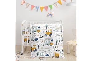 Datura home Crib Bedding Set,3pcs Nursery Crib Bedding with Comforter Crib Sheet & Crib Skirt,Watercolor Butterfly Printed Nursery Bedding for Baby Boys and Girls(Truck)