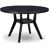 Luxe by East West Furniture - IR8-11-TP - A Wood Wood Dining Table with a Round Tabletop and Stylish Pedestal – Sand Blasted 