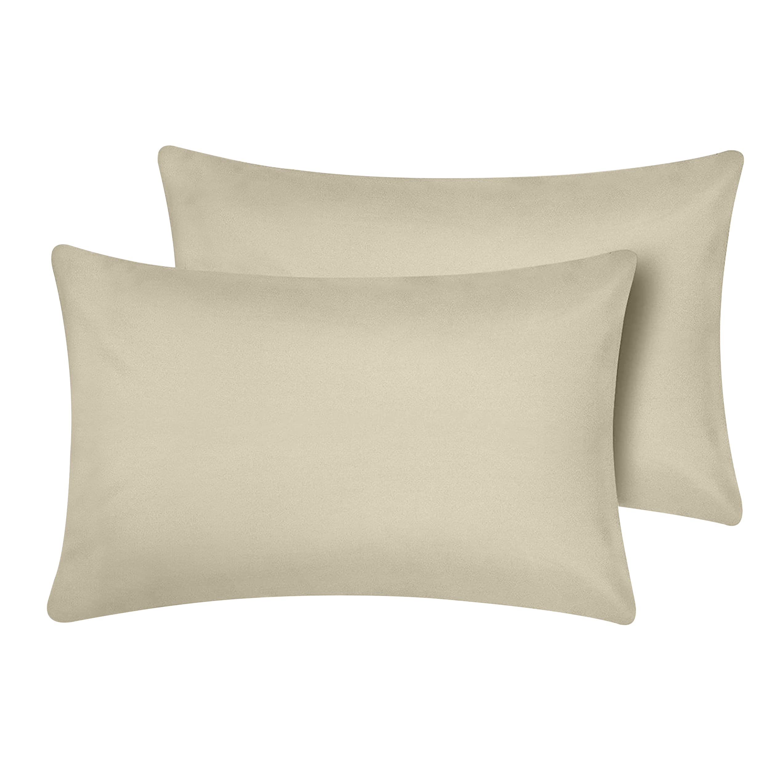 Oxford Homeware Cream Pillow Cases 2 Pack Brushed Microfiber – Standard Pillowcases Fade Resistant Pillow Cover Envelope Closure Pillow Covers (50 x 75 cm)