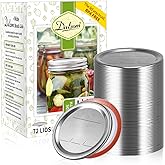 Dalzom&reg; 72Pcs Canning Lids Wide Mouth, Premium Mason Jar Lids for Ball, Kerr Jars - Food Grade Material, 100% Fit &amp; Airtight for Wide Mouth Mason Jars