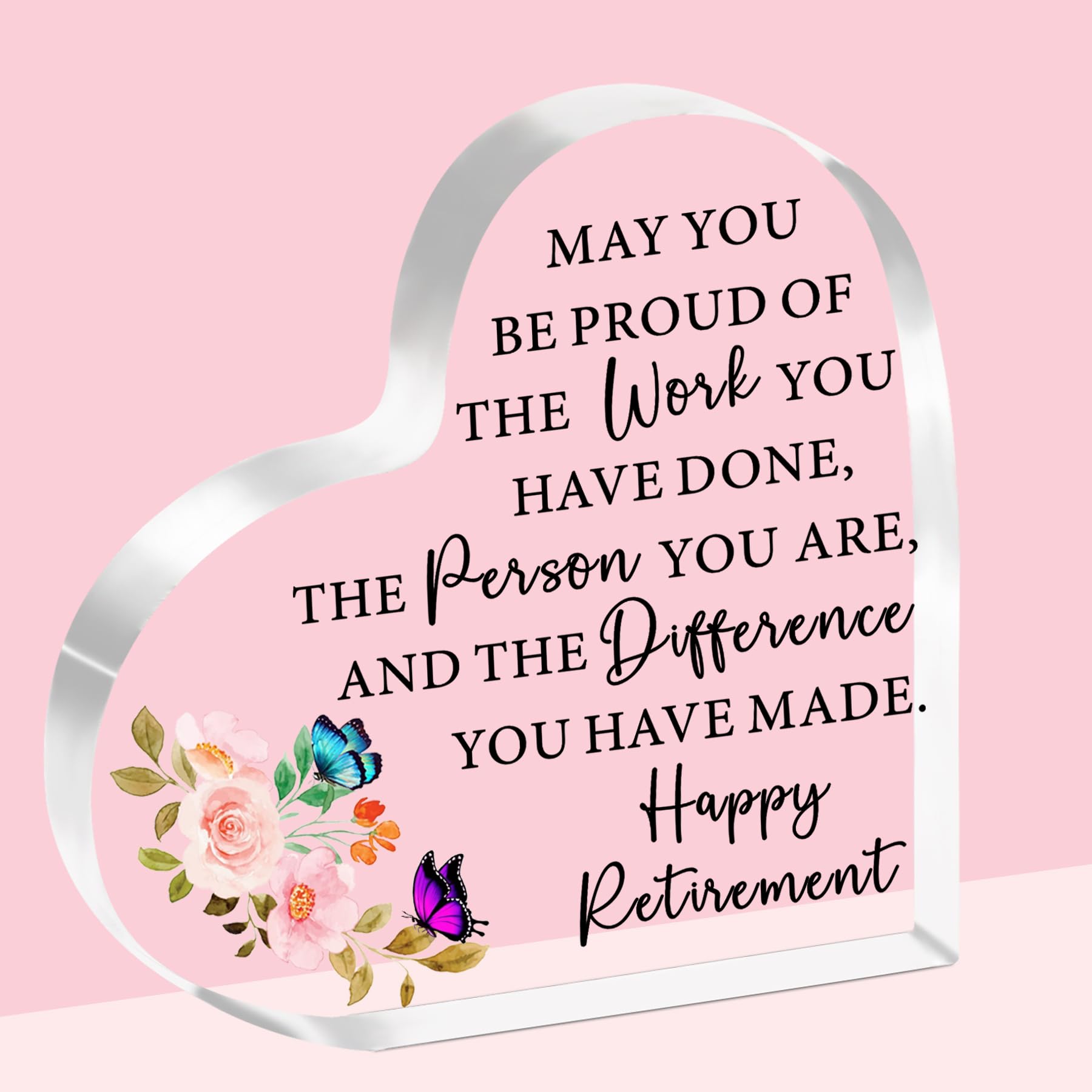 SDOFY Retirement Gift - Heart-Shaped Acrylic Plaque for Women, Teachers, Colleagues, Friends, Nurses, Coworkers